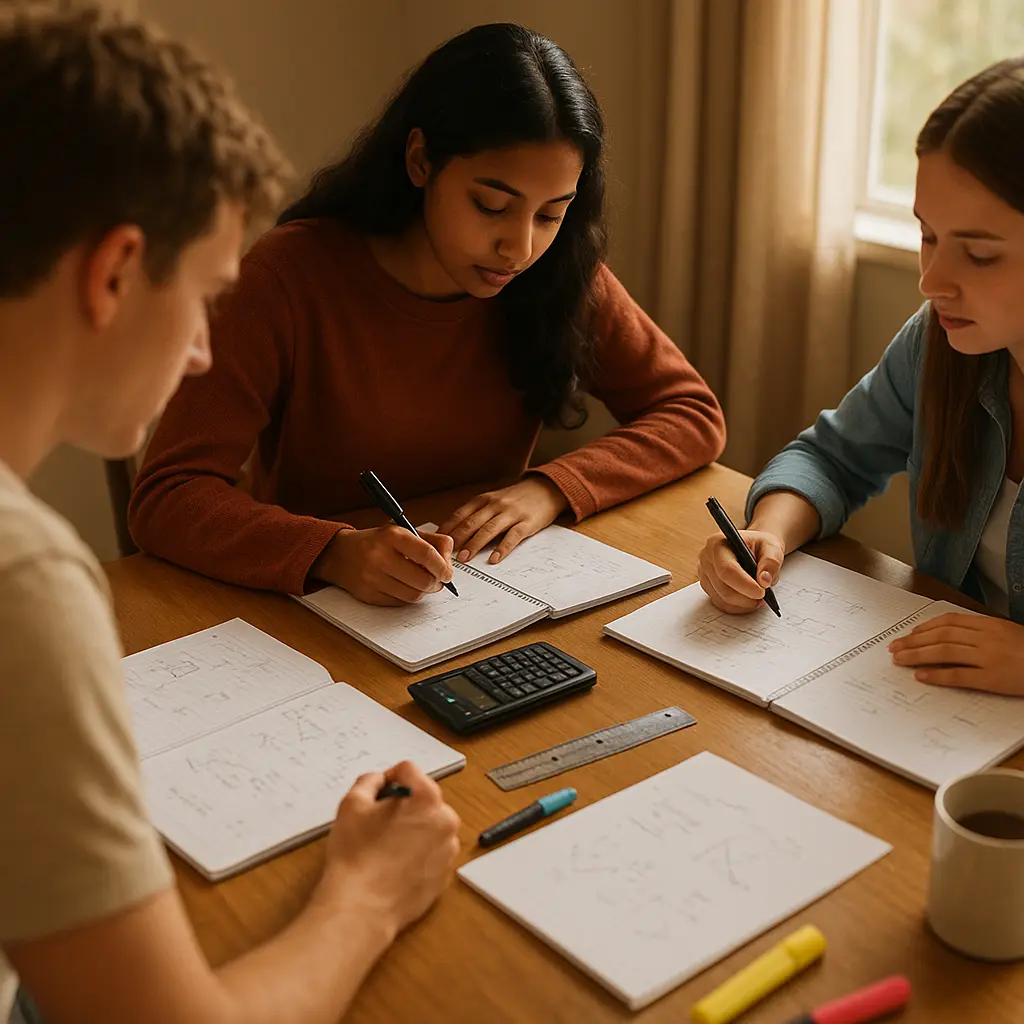 Kleine Lerngruppe beim Mathematiklernen